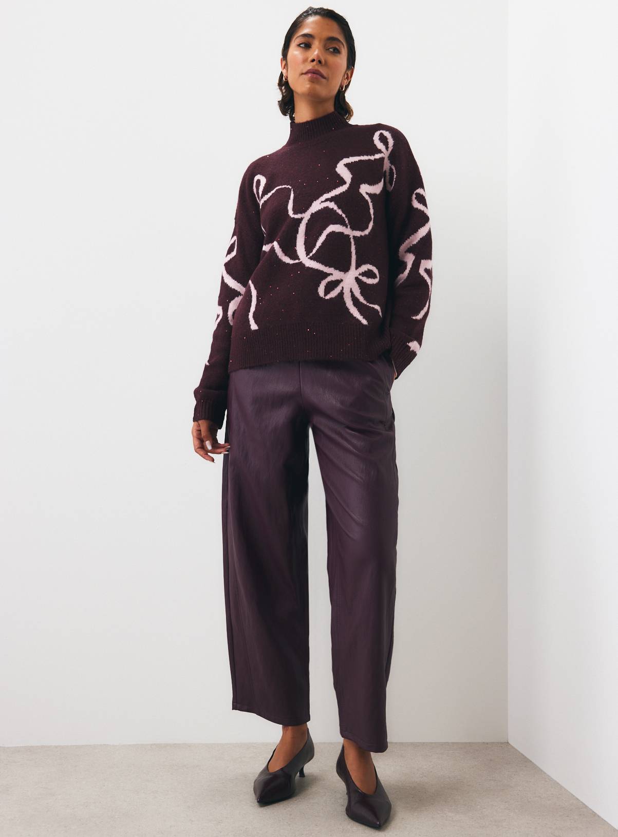 Dark Purple Sparkle Bow Jumper L - Image 2